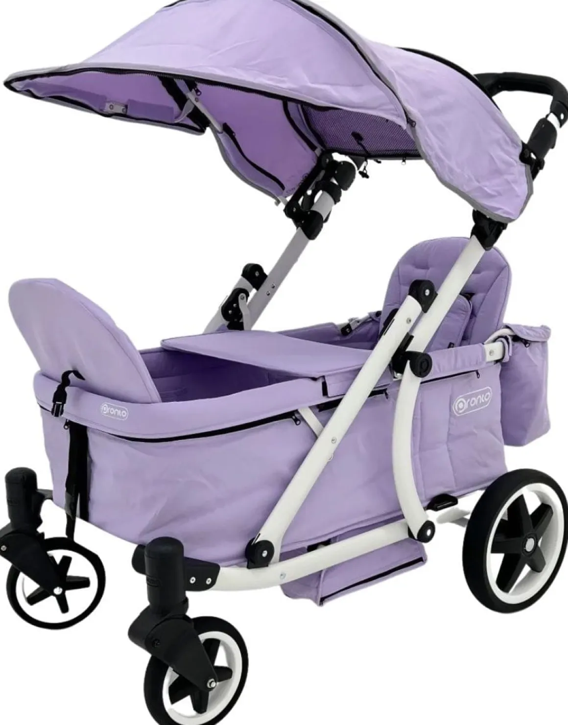 Pronto Squared (2 Seater) Stroller Wagon - White Frame / Soft Lavender