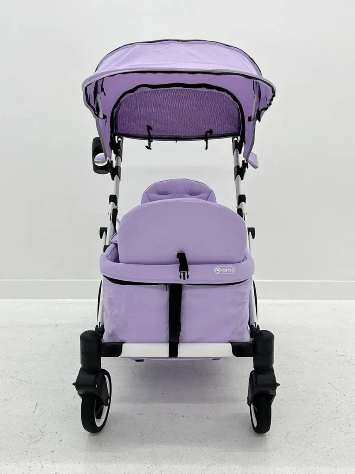 Pronto Squared (2 Seater) Stroller Wagon - White Frame / Soft Lavender