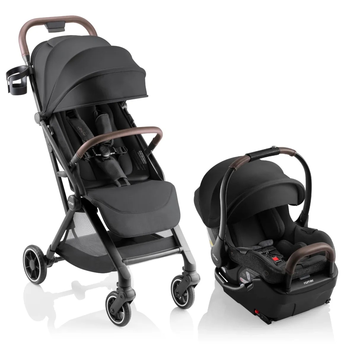 Romer Lani Ultra-Lightweight Compact Stroller + Juni Travel System Bundle - Peppercorn