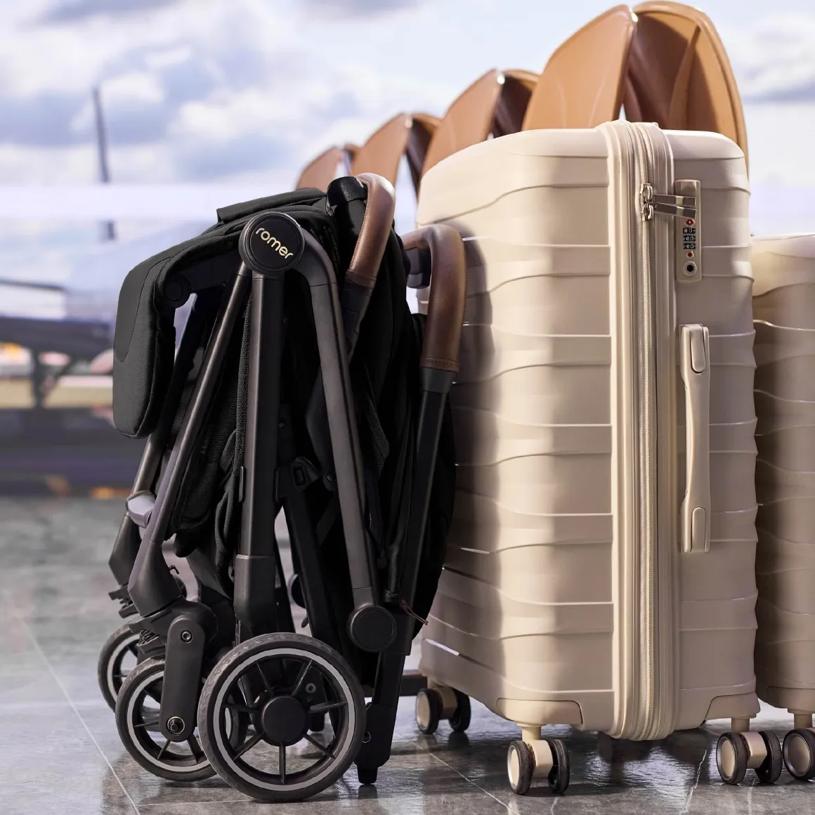 Romer Lani Ultra-Lightweight Compact Stroller + Juni Travel System Bundle - Peppercorn