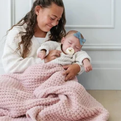 Saranoni Knit Waffle Receiving Blanket - Rosette