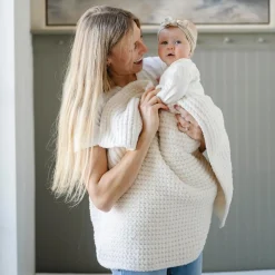 Saranoni Waffle Knit Receiving Blanket - Swan