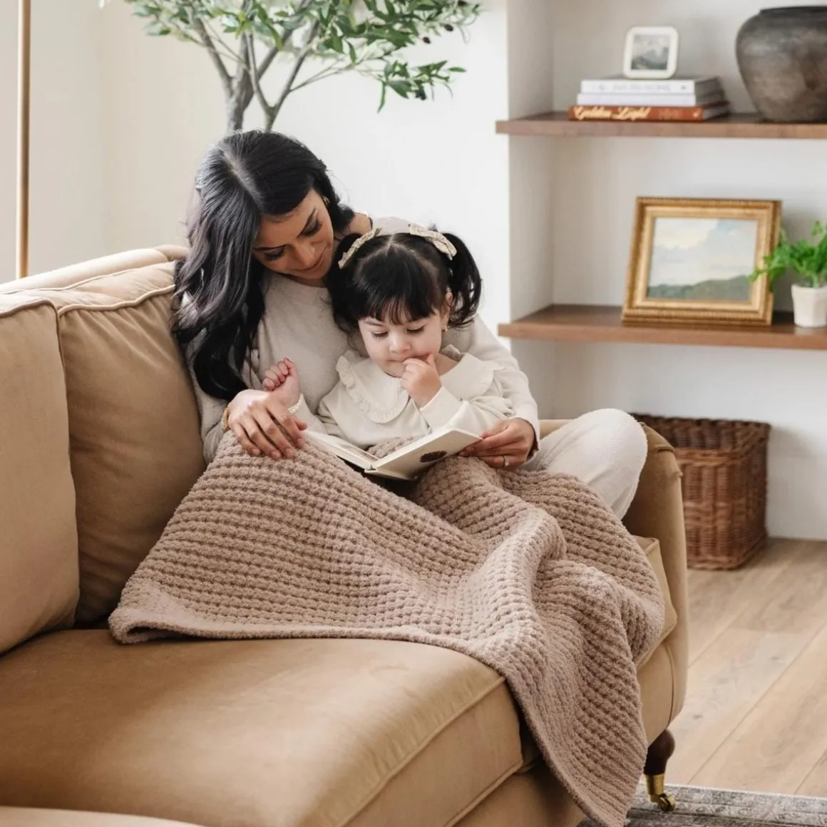 Saranoni Waffle Knit Receiving Blanket - Wheat