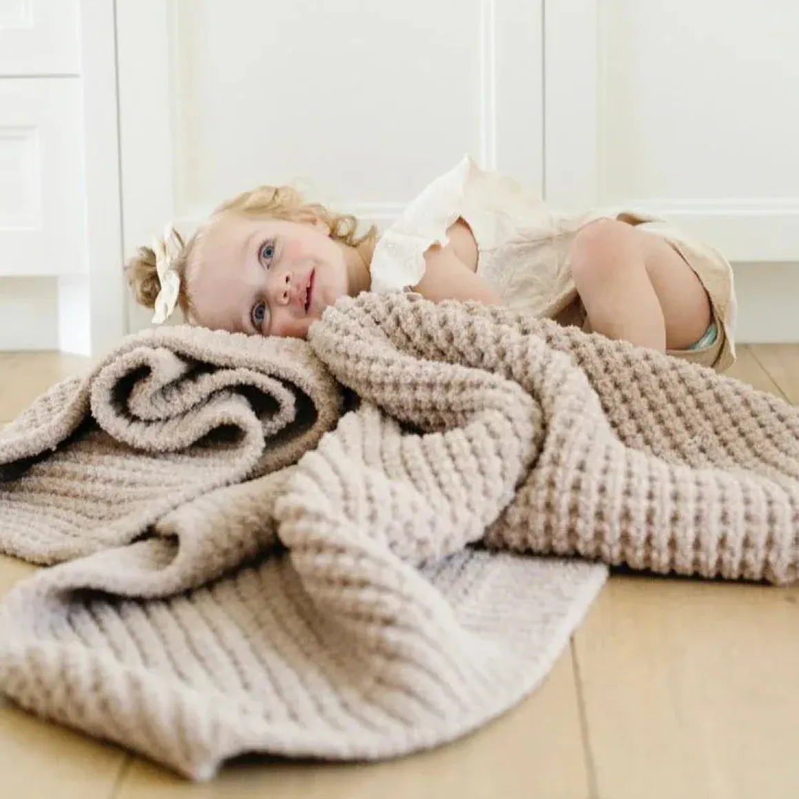 Saranoni Waffle Knit Receiving Blanket - Wheat
