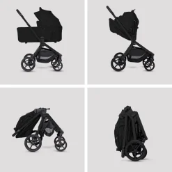 Silver Cross Breez Modular Stroller + Bassinet Bundle - Onyx