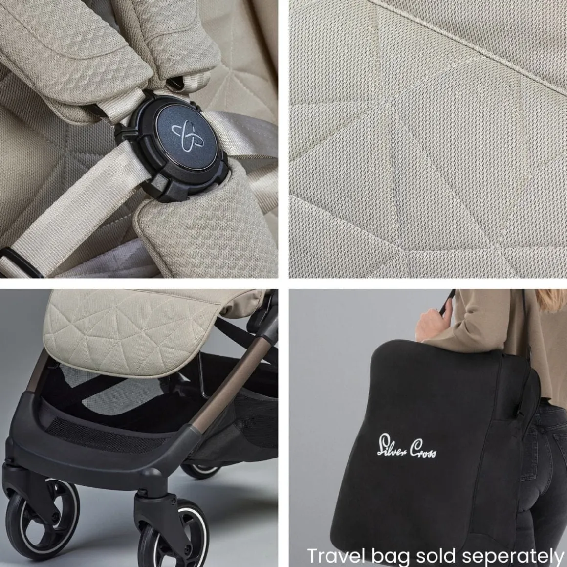 Silver Cross Clic Compact Stroller + Nuna PIPA RX Travel System Bundle - Latte / Caviar