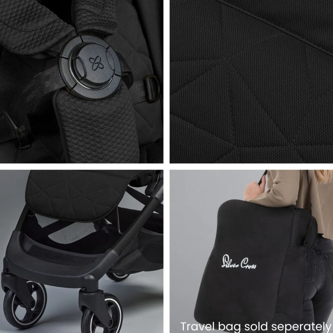 Silver Cross Clic Compact Stroller - Black