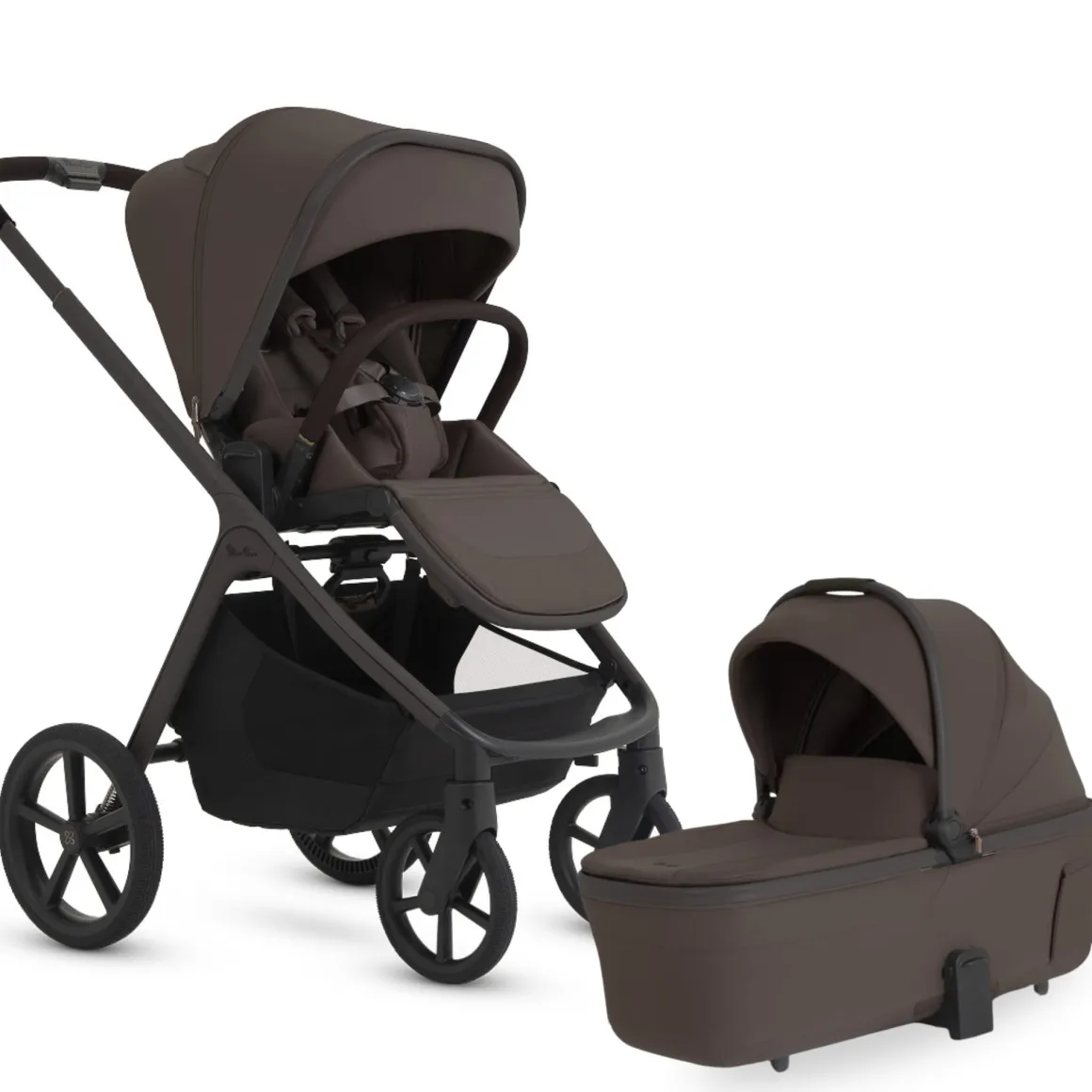 Silver Cross Cove 2 Full-Size All-Terrain Stroller + Bassinet Bundle - Chocolate