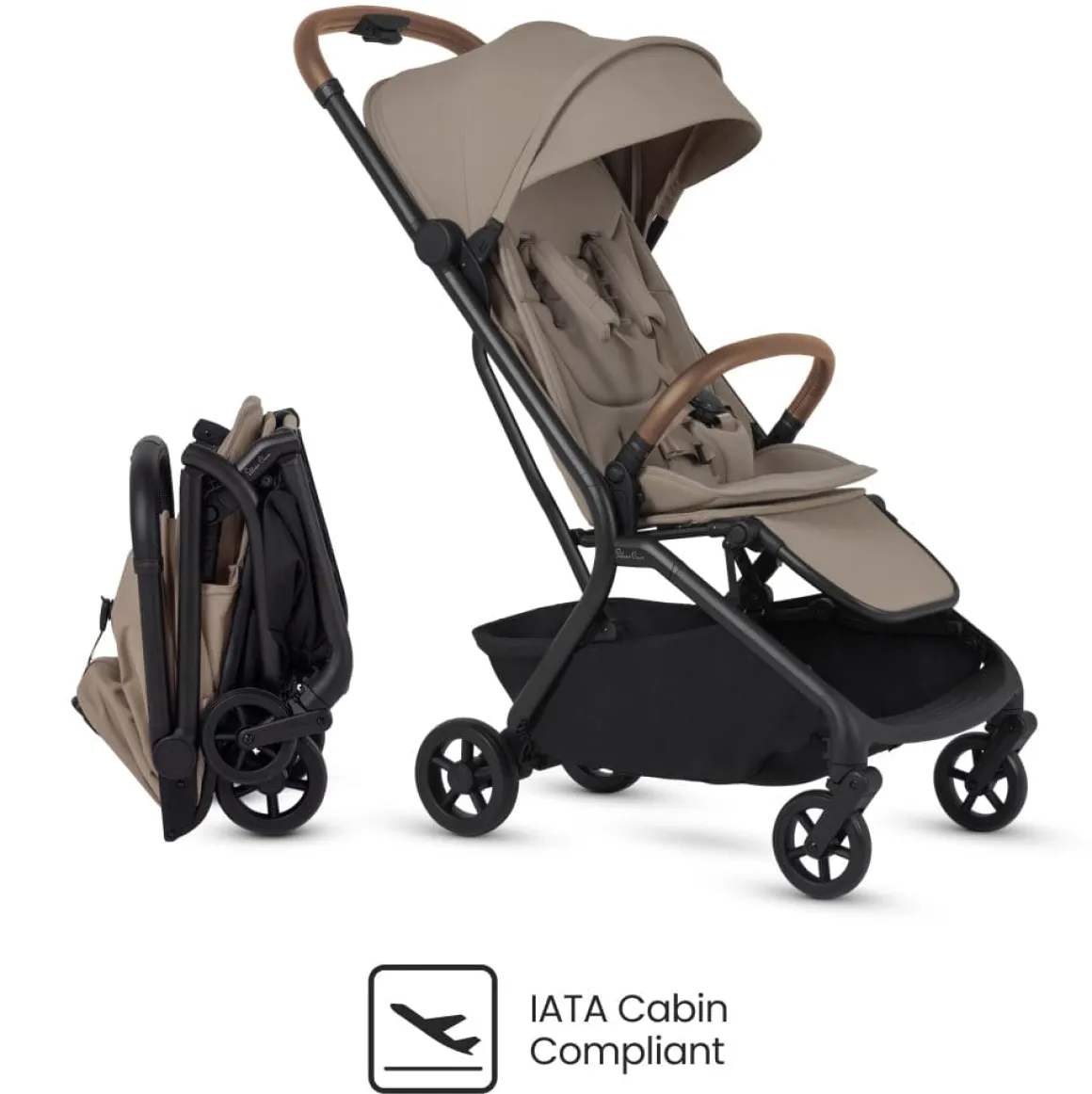 Silver Cross Nia Compact Travel Stroller + Bassinet Bundle - Champagne