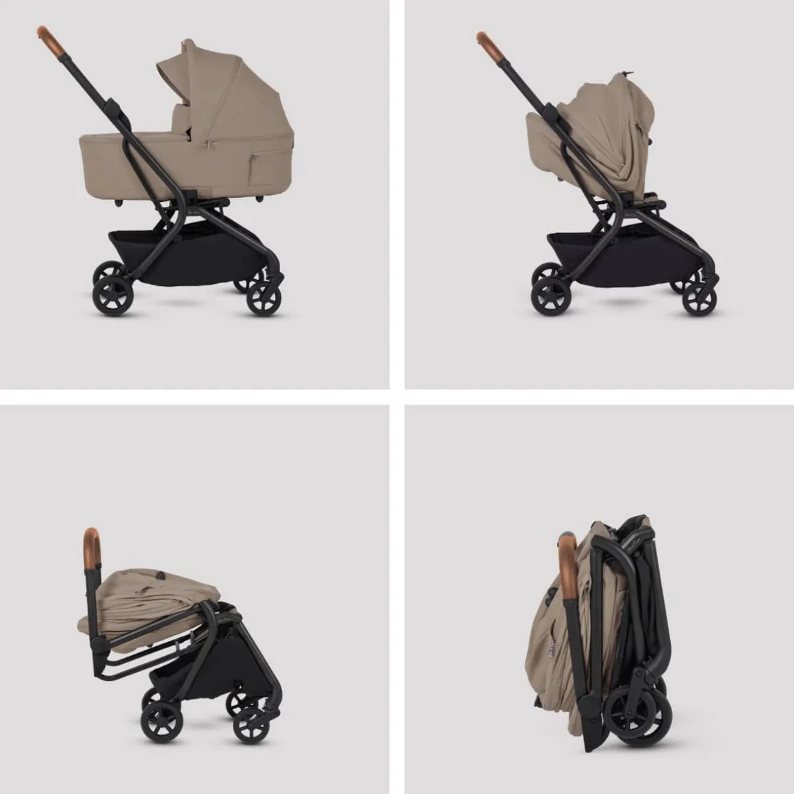 Silver Cross Nia Compact Travel Stroller + Bassinet Bundle - Champagne
