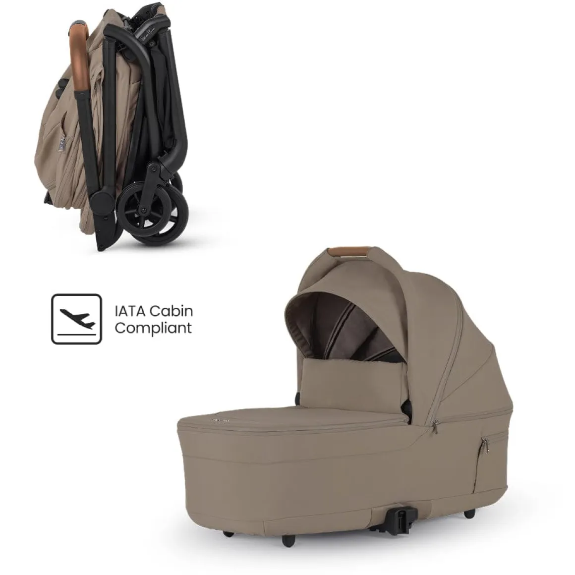 Silver Cross Nia Compact Travel Stroller + Bassinet Bundle - Champagne