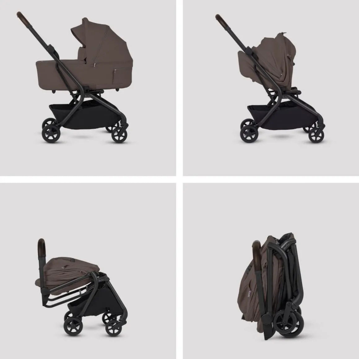 Silver Cross Nia Compact Travel Stroller + Bassinet Bundle - Chocolate
