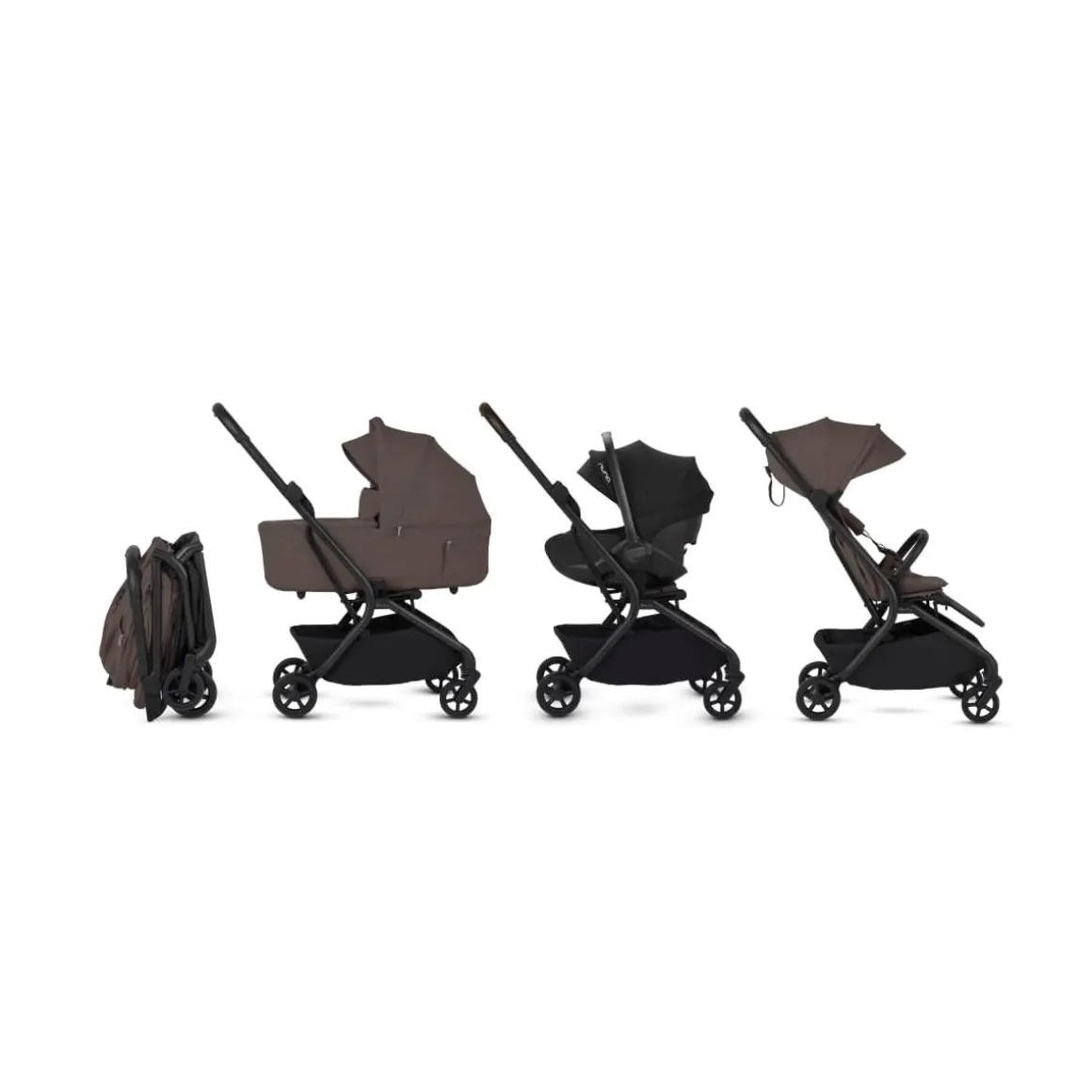 Silver Cross Nia Compact Travel Stroller + Bassinet Bundle - Chocolate