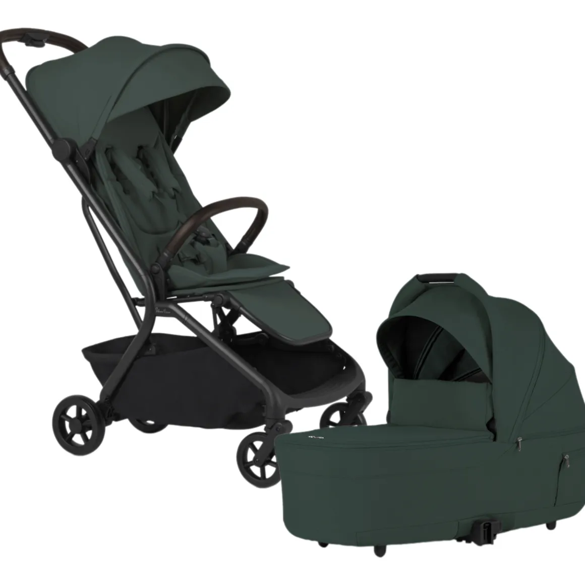 Silver Cross Nia Compact Travel Stroller + Bassinet Bundle - Conifer
