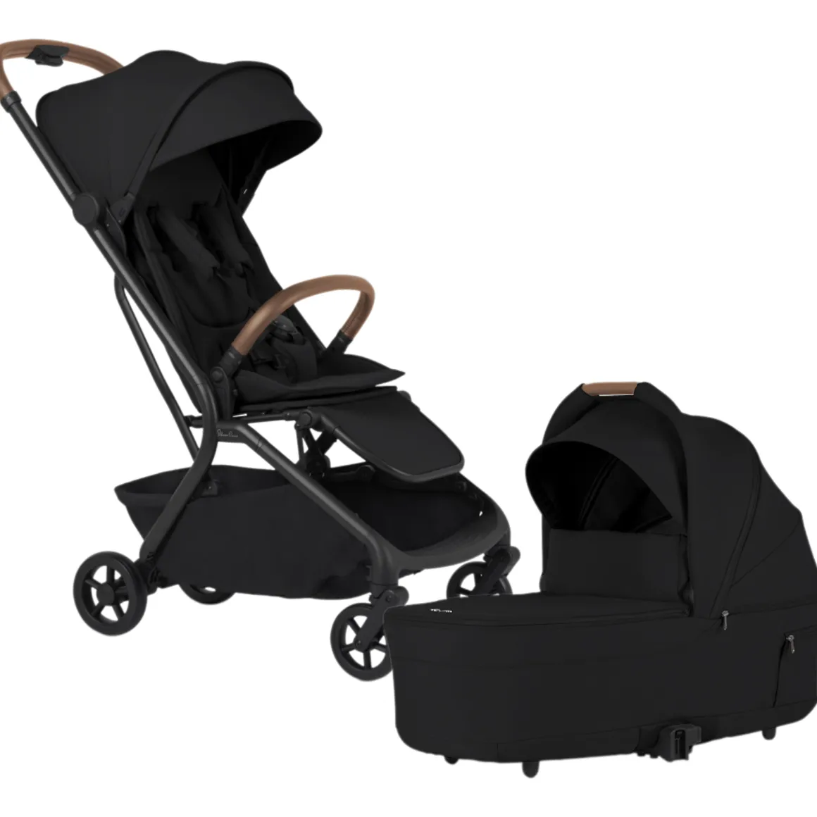 Silver Cross Nia Compact Travel Stroller + Bassinet Bundle - Onyx