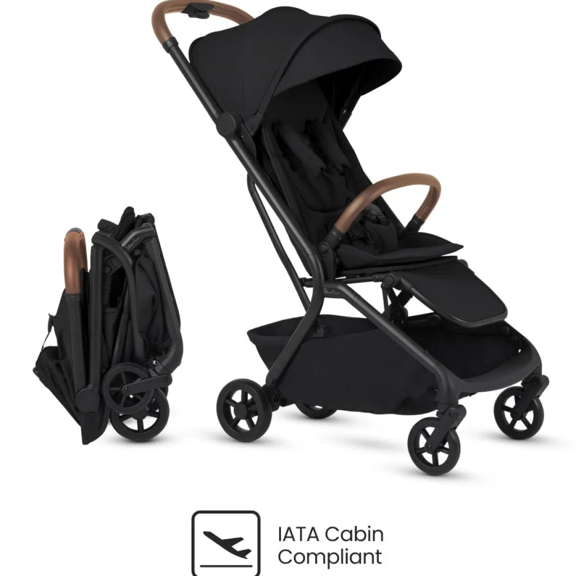 Silver Cross Nia Compact Travel Stroller + Bassinet Bundle - Onyx