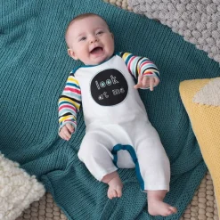 Skip Hop Baby Says Long Sleeve Romper, Look at Me - Stripes (6 Months)