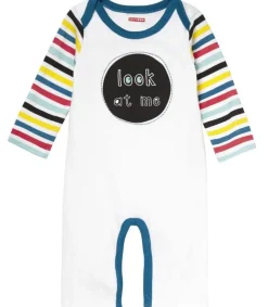 Skip Hop Baby Says Long Sleeve Romper, Look at Me - Stripes (9 Months)