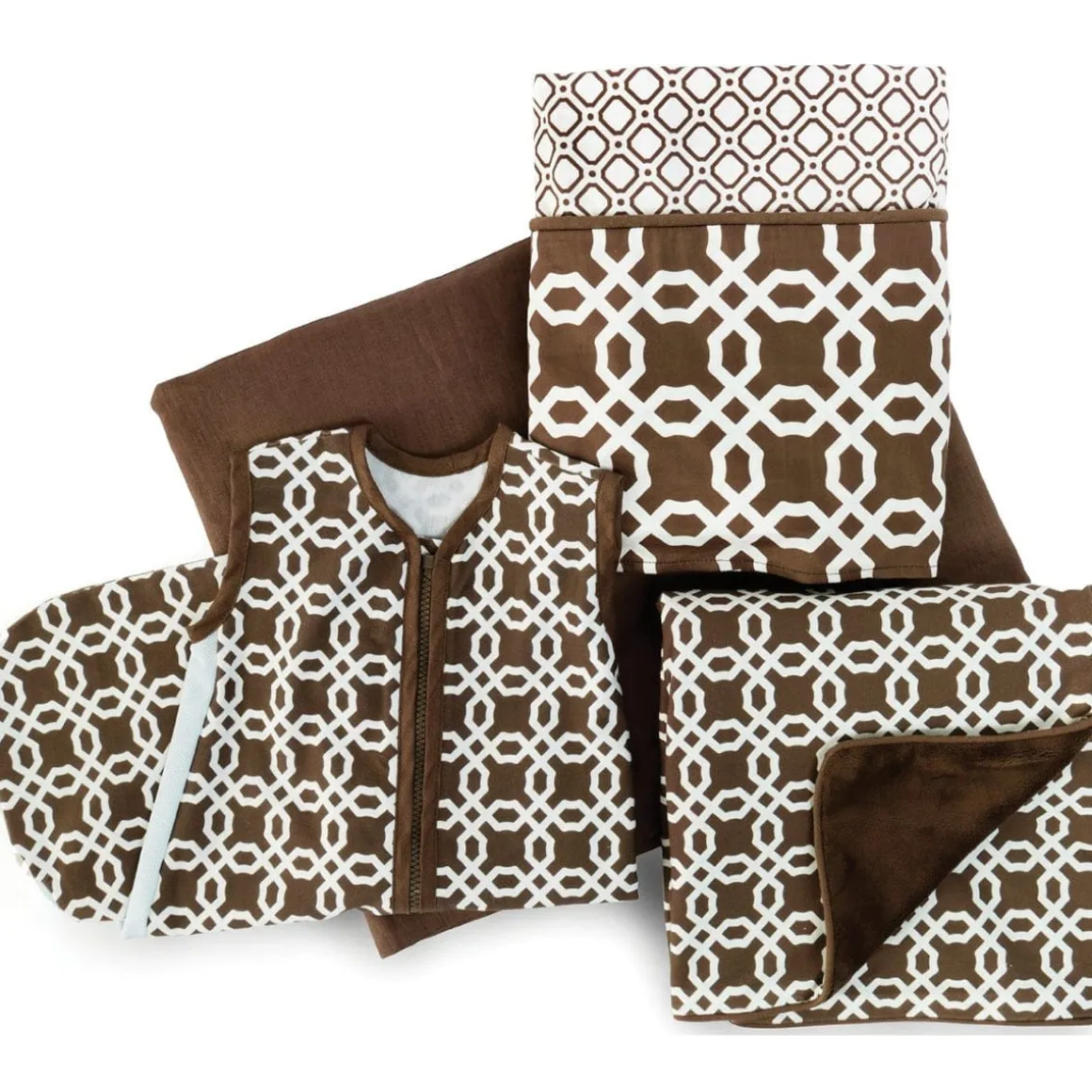 Skip Hop Complete Sheet 4 Crib Piece Set - Chocolate Lattice