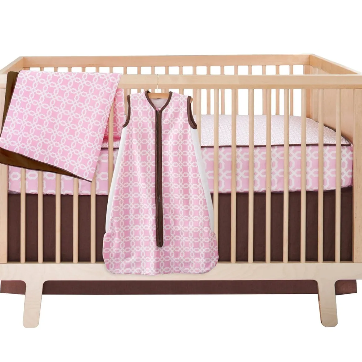 Skip Hop Complete Sheet 4 Piece Crib Set - Pink Lattice