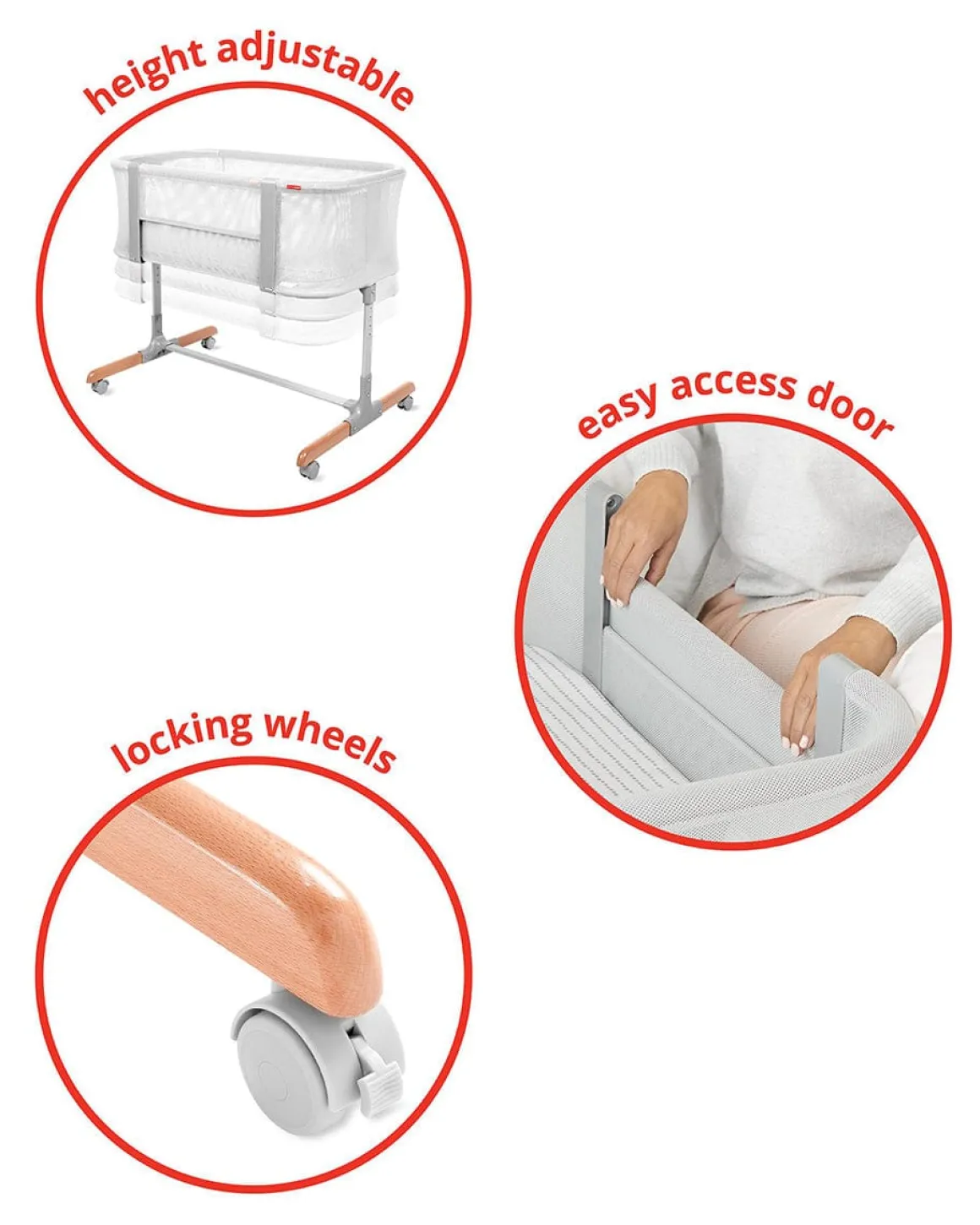 Skip Hop Cozy-Up 2-in-1 Bedside Sleeper & Bassinet - Grey