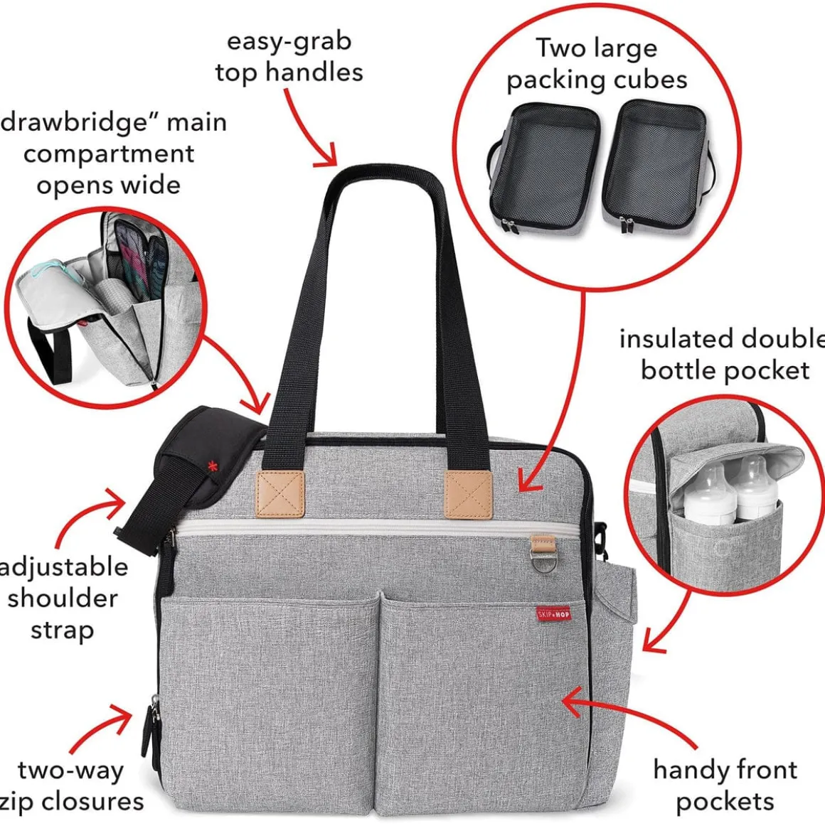 Skip Hop Duo Weekender Diaper Bag - Grey Melange