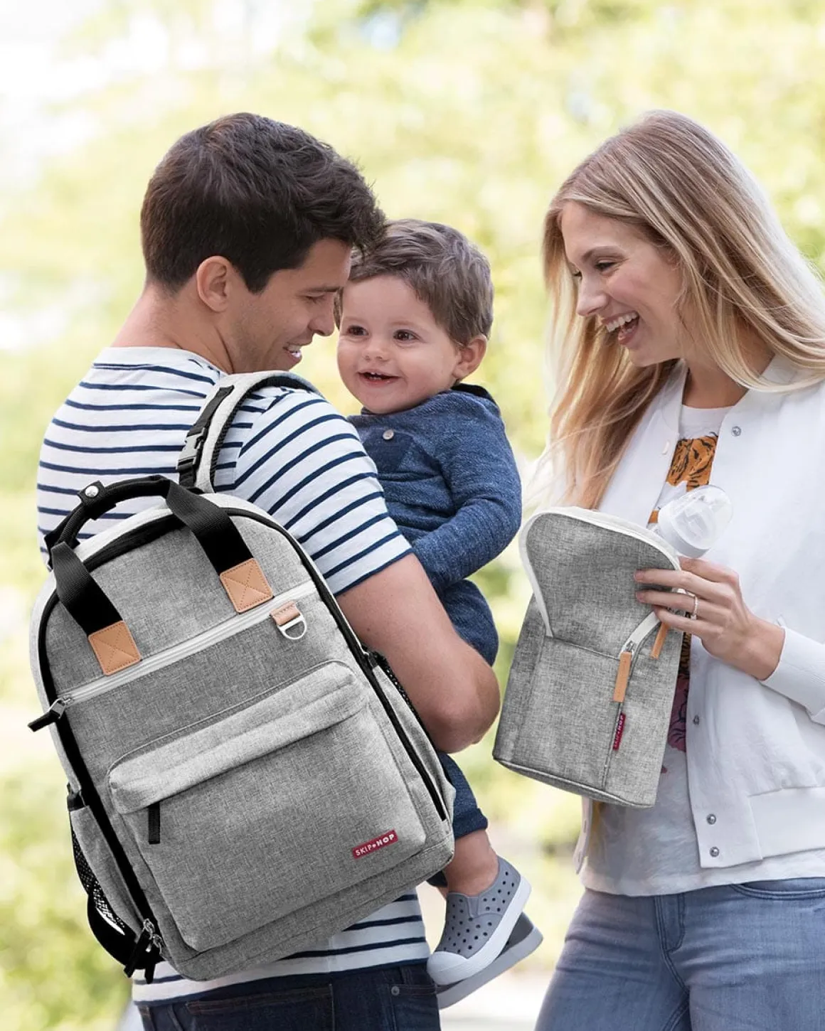 Skip Hop Grab & Go Double Bottle Bag - Grey Melange
