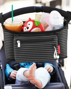 Skip Hop Grab & Go Stroller Organizer - Black/Grey Stripes