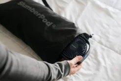 SlumberPod Privacy Canopy with Fan + SlumberTot Inflatable Toddler Bed Bundle - Black / Gray