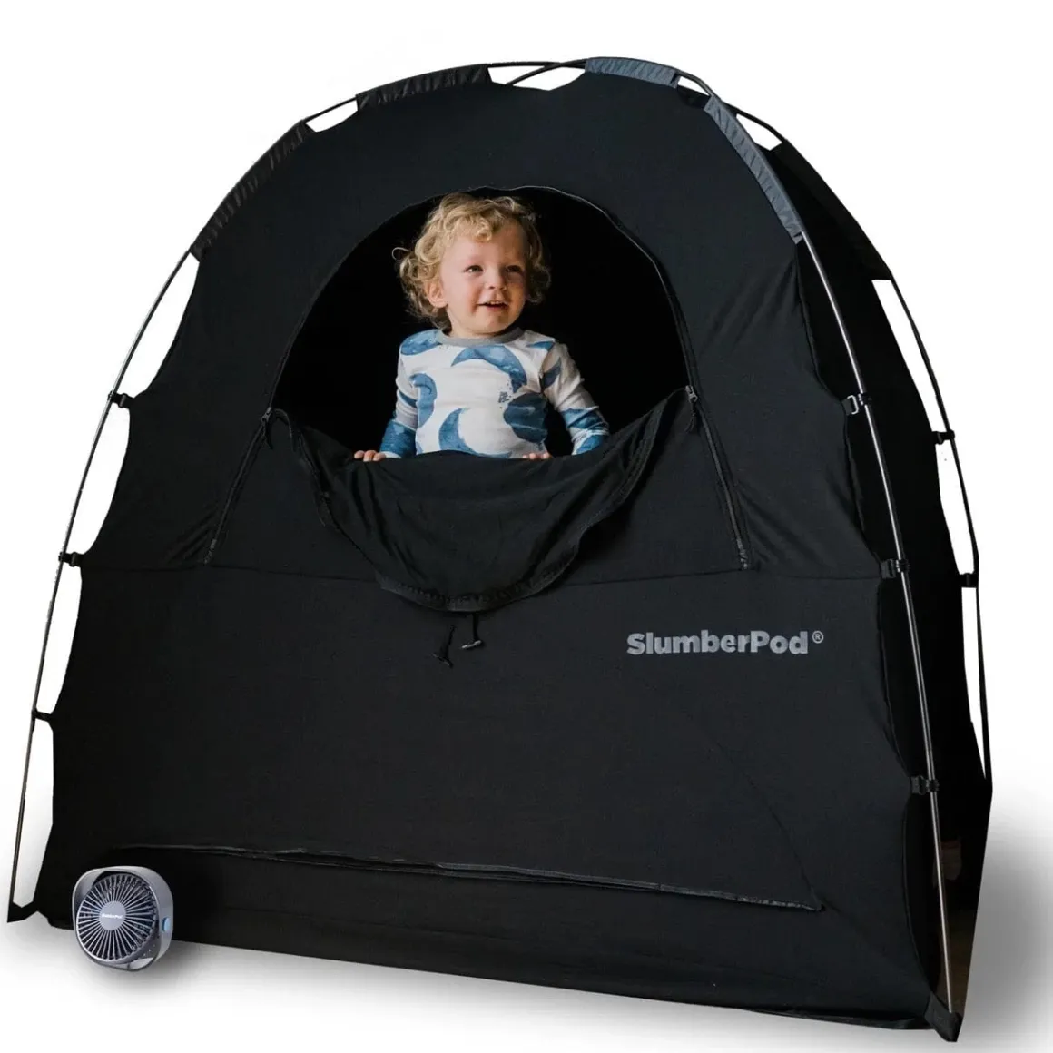 SlumberPod Privacy Canopy with Fan - Black / Gray