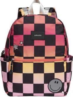 State Bags Kane Kids Travel Backpack - Pink Checkerboard