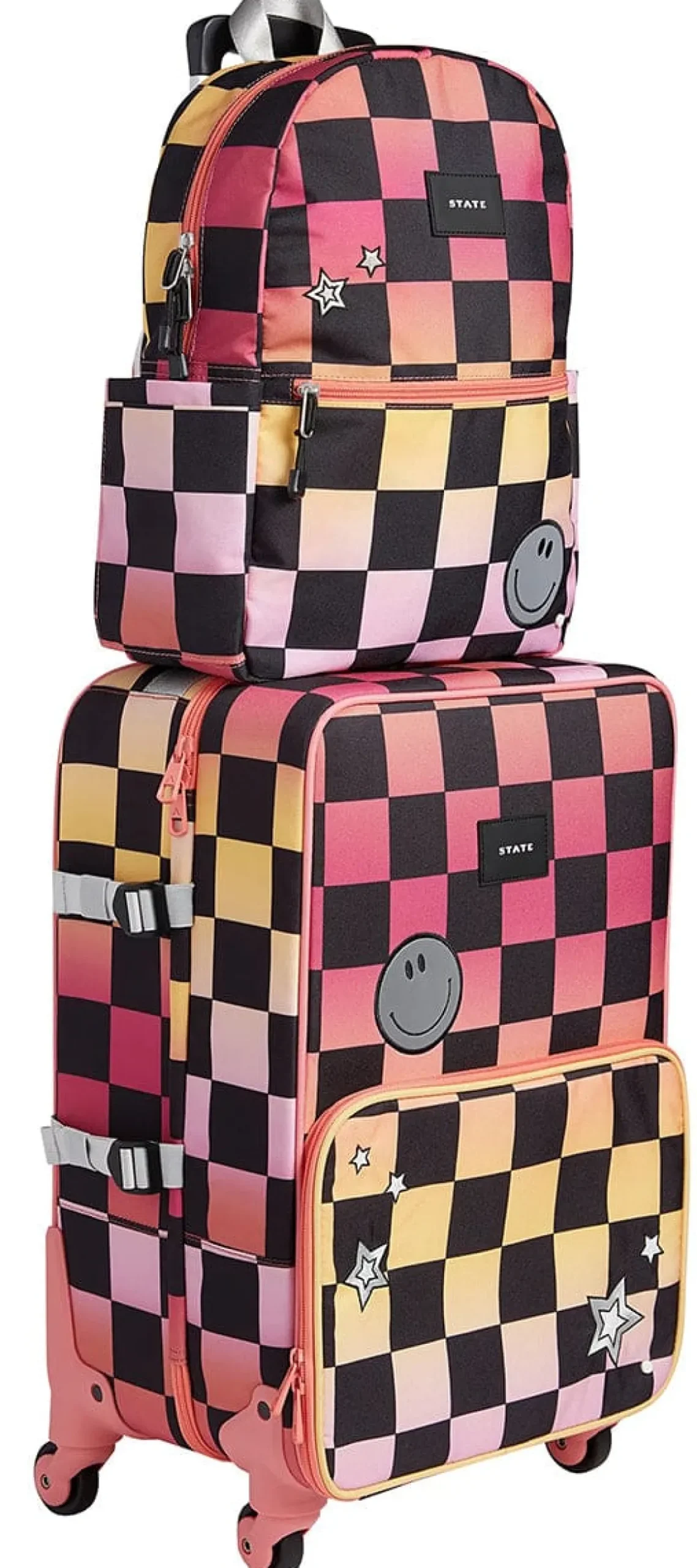 State Bags Logan Suitcase - Pink Checkerboard