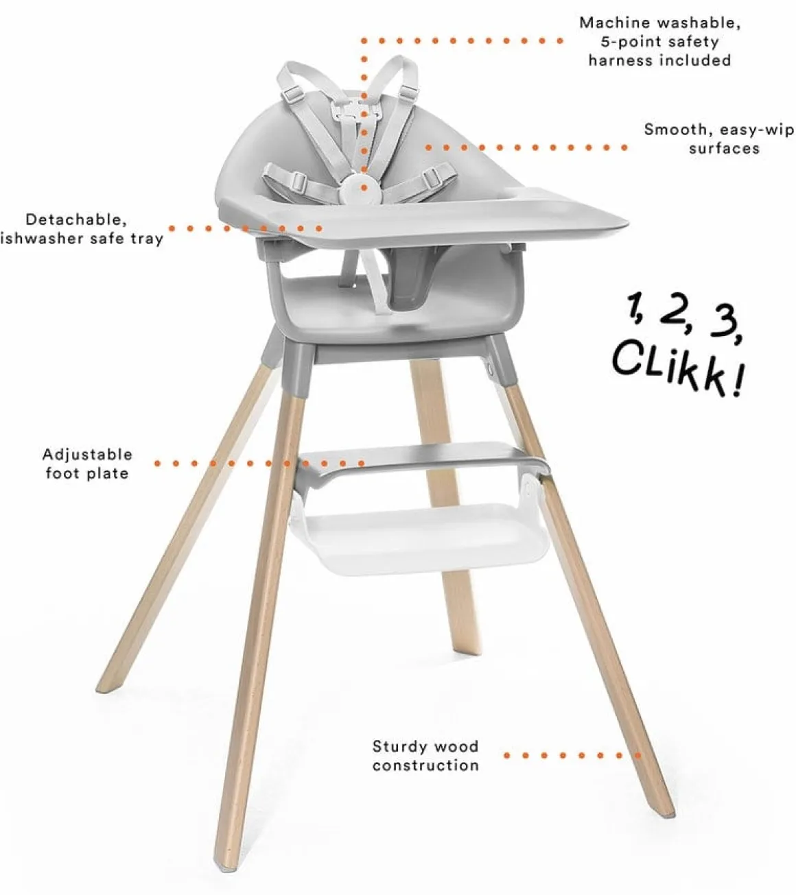 Stokke Clikk High Chair Travel Bundle - Midnight Black