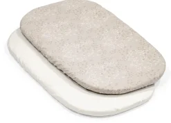 Stokke Snoozi Fitted Sheet, 2-Pack - Dandelion Beige / Vanilla Cream