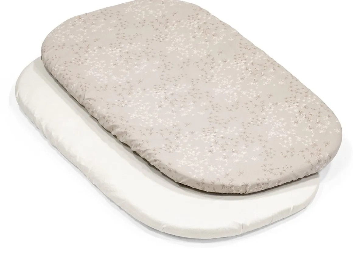 Stokke Snoozi Fitted Sheet, 2-Pack - Dandelion Beige / Vanilla Cream