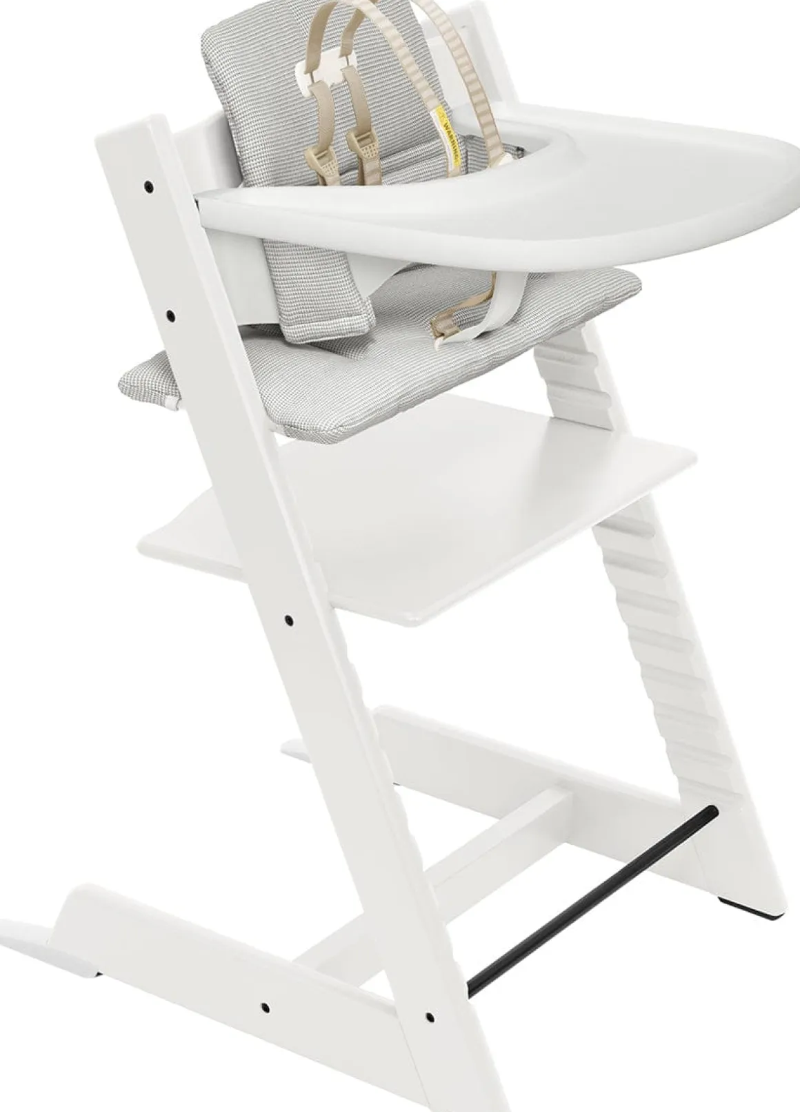 Stokke Tripp Trapp High Chair2 with Cushion, Newborn Set and Stokke Tray - White / Nordic Grey
