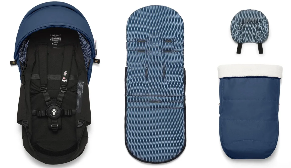 Stokke YOYO3 Ultra Compact Complete 0+/6+ Stroller Bundle - Black / Air France Blue