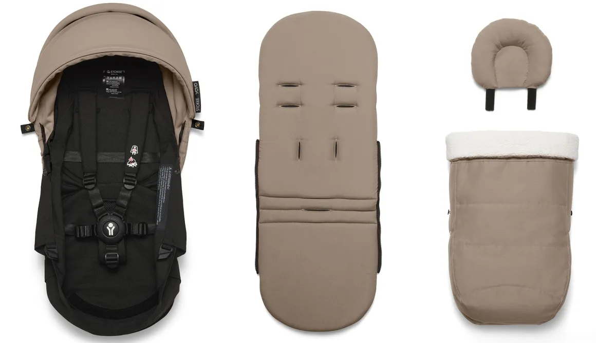 Stokke YOYO3 Ultra Compact Complete 0+/6+ Stroller Bundle - Black / Taupe