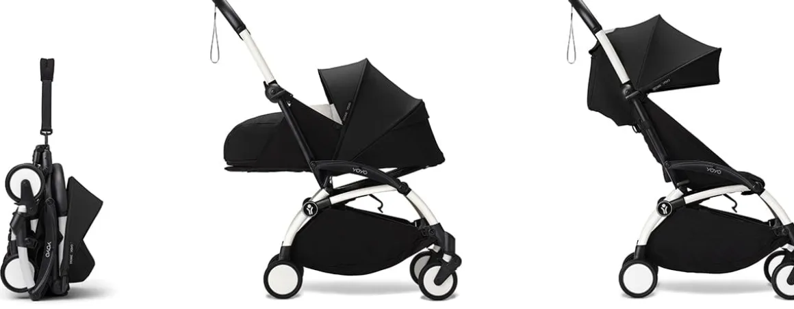 Stokke YOYO3 Ultra Compact Complete 0+/6+ Stroller Bundle - White / Black
