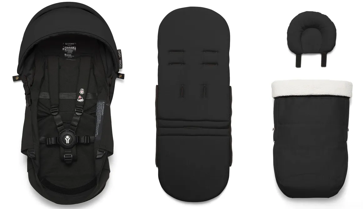 Stokke YOYO3 Ultra Compact Complete 0+/6+ Stroller Bundle - White / Black