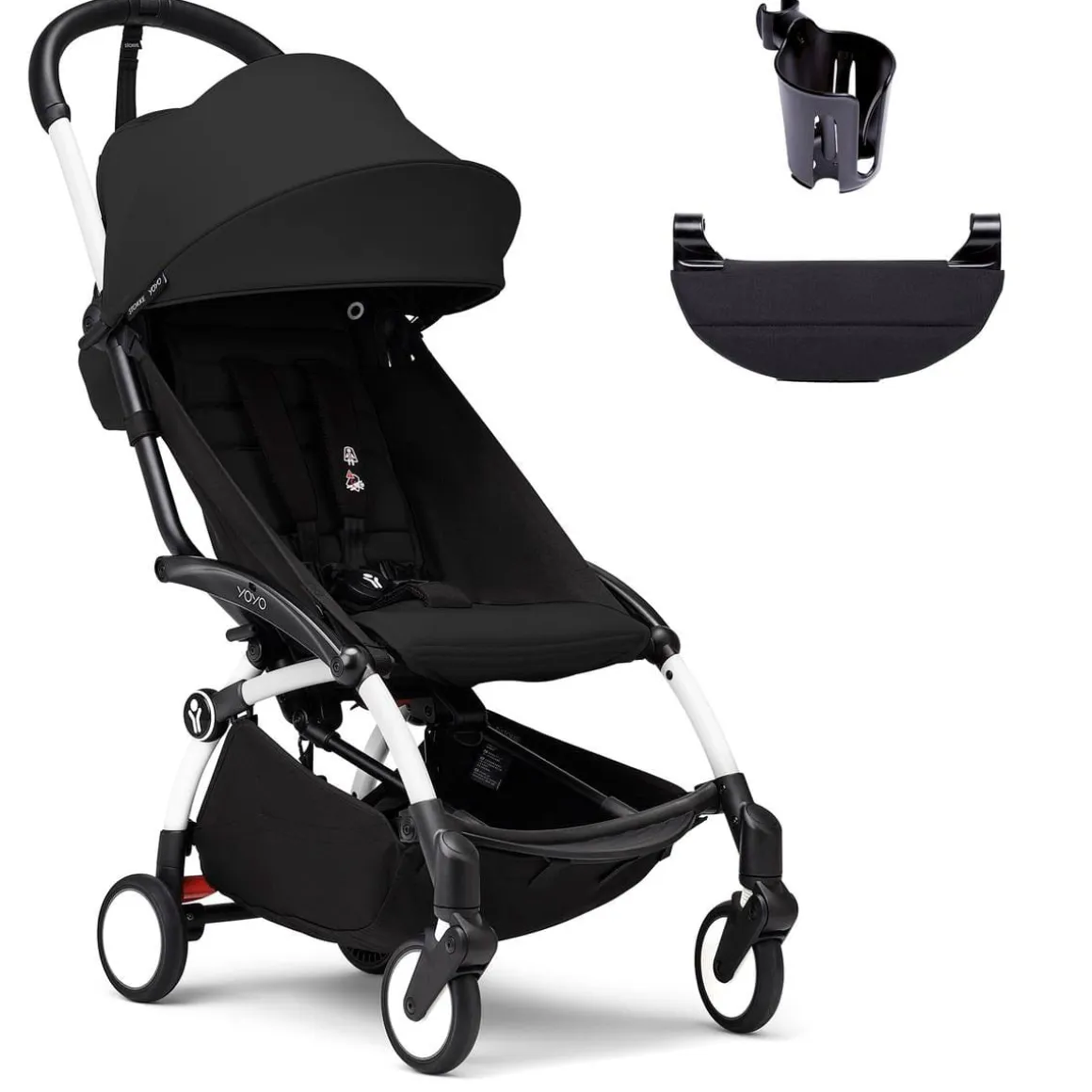 Stokke YOYO3 Ultra Compact 6+ Stroller + Essentials Bundle - White / Black