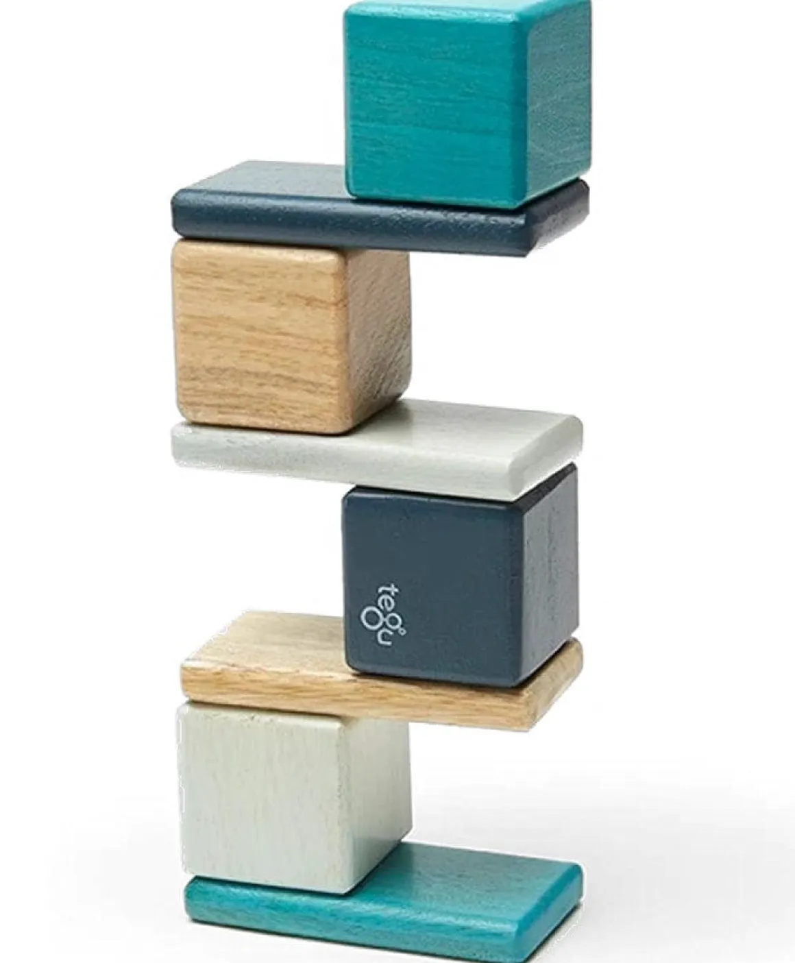Tegu Pocket Pouch 8 Piece Magnetic Blocks - Blues