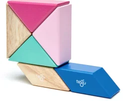 Tegu Pocket Pouch Prism 6 Piece Magnetic Blocks - Blossom