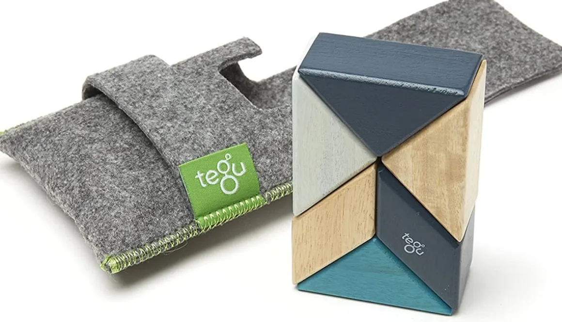 Tegu Pocket Pouch Prism 6 Piece Magnetic Blocks - Blues