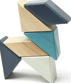 Tegu Pocket Pouch Prism 6 Piece Magnetic Blocks - Blues