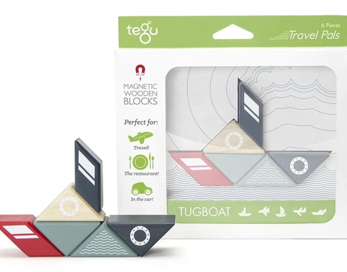 Tegu Travel Pals 6 Piece Magnetic Blocks - Tugboat