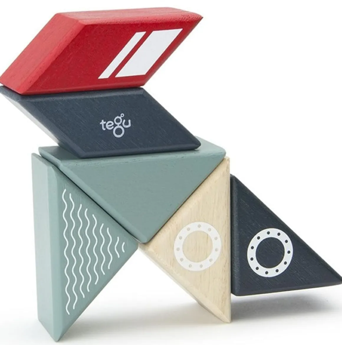 Tegu Travel Pals 6 Piece Magnetic Blocks - Tugboat