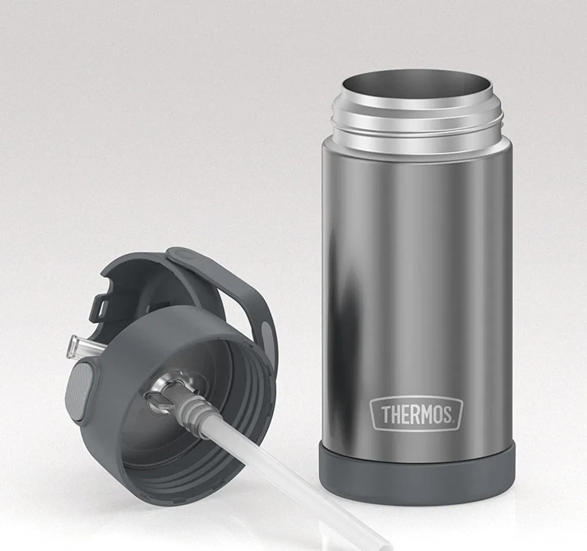 Thermos FUNtainer Vacuum Insulated Stainless Steel Straw Water Bottle 12oz - Grey