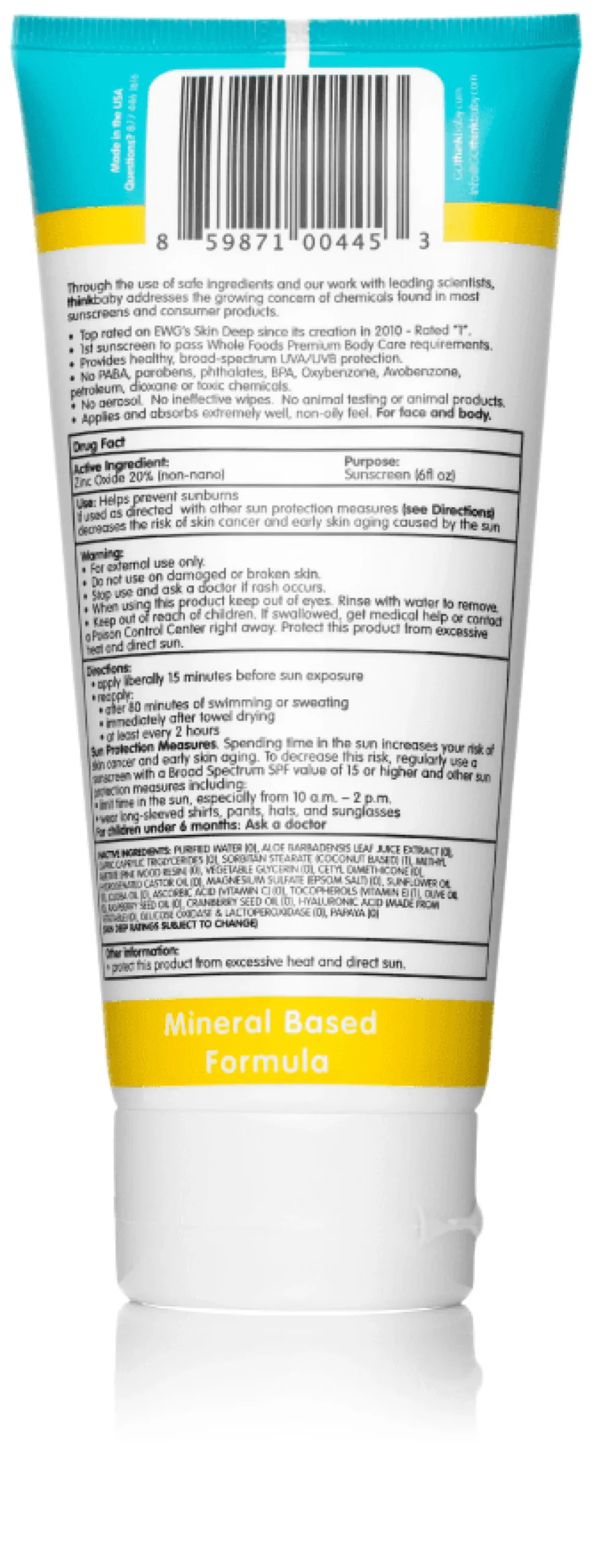 Thinksport Kids Sunscreen Spf 50+, 6oz