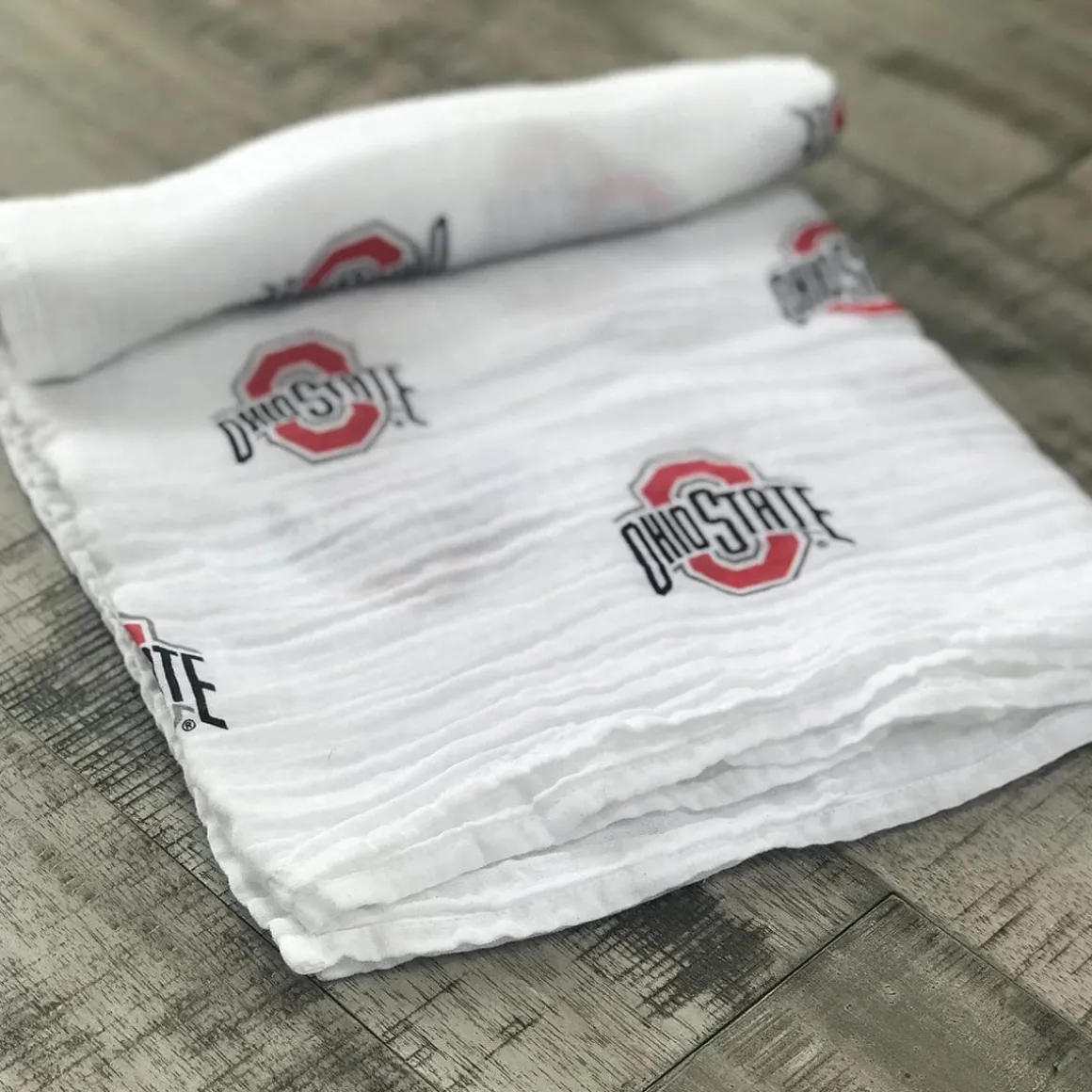 Three Little Anchors College Swaddle Blanket - Ohio State University Buckeyes
